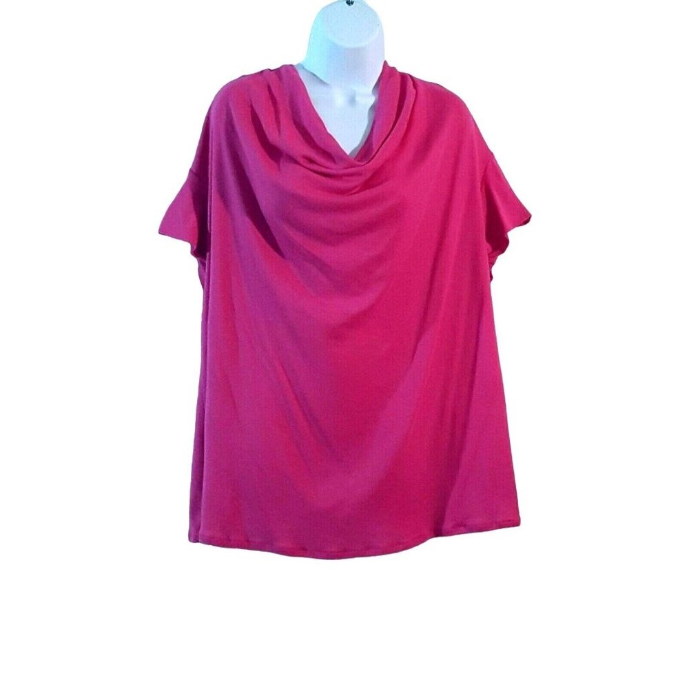 Lane Bryant Top Size 22/24 Pink Cowl Neck Short Sleeve Tab Sleeve T-shirt NEW - Picture 3 of 8